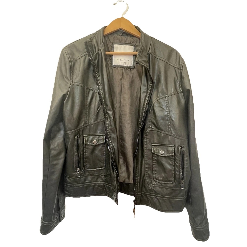 Zara Faux Leather Bomber Jacket Men's‎ Size Large